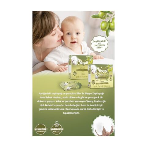 Sleepy Doğal Zeytinyağlı Islak Havlu Mendil 90 Adet