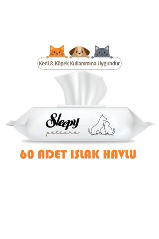 Sleepy Petcare Evcil Hayvan Islak Havlusu 60 Yaprak 3 Paket