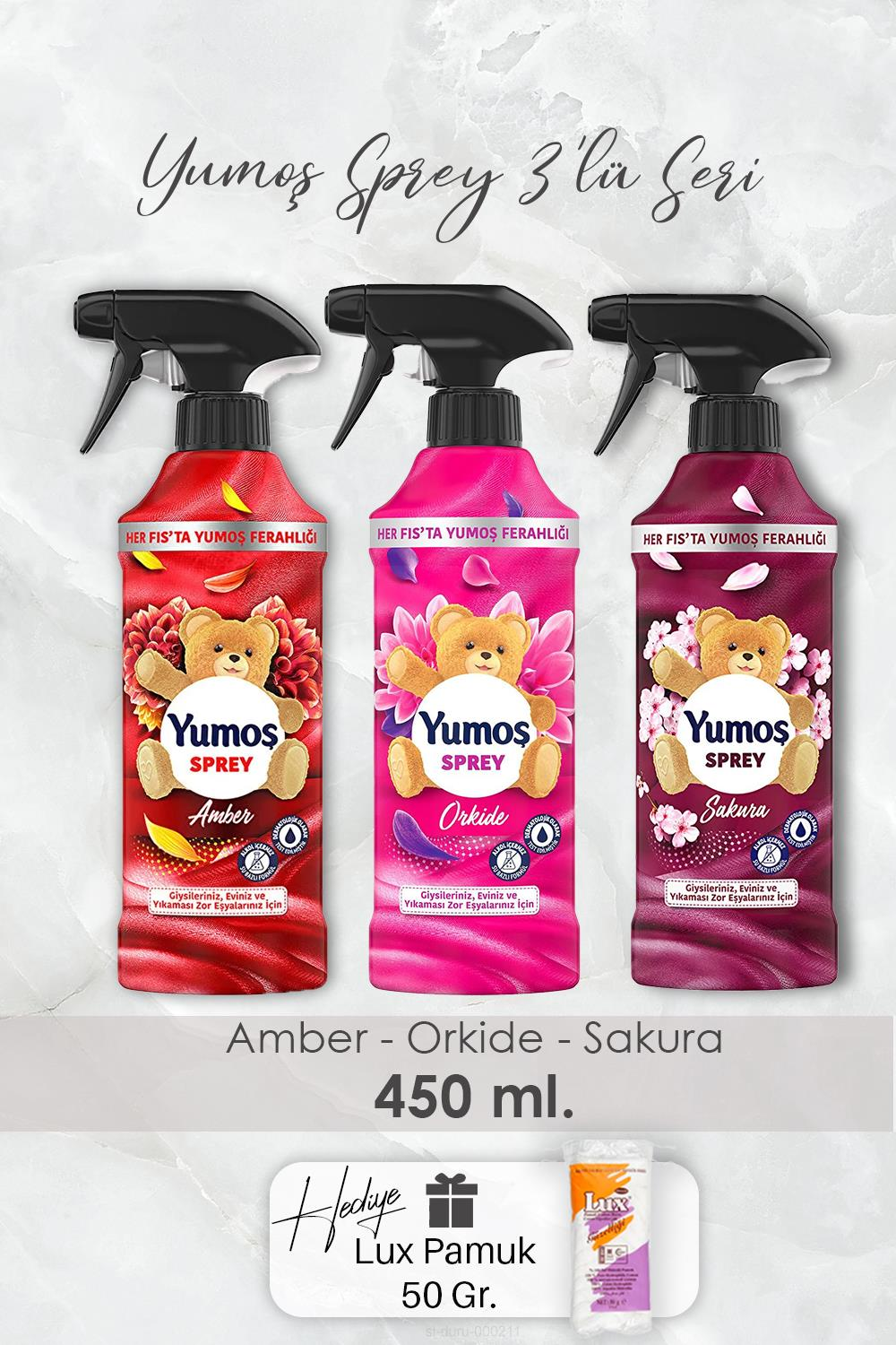 Yumoş Sprey Orkide, Sakura, ve Amber, Pamuk Hediyeli