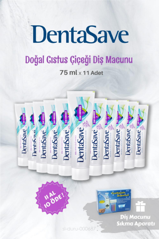 11 AL 10 ÖDE DentaSave Diş Macunu Cıstus Çiçeği 75 ml ve Diş Macunu Sıkma Aparatı