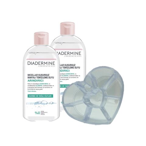DIADERMINE Arındırıcı Micellar Kusursuz Makyaj Temizleme Suyu 400 ml x 2 ve Diadermine Makyaj Düzenleyici Hediyeli