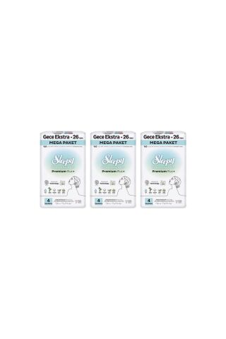 Sleepy Bio Natural Premium Plus Hijyenik Ped Mega Paket Gece Extra 26X3 Adet