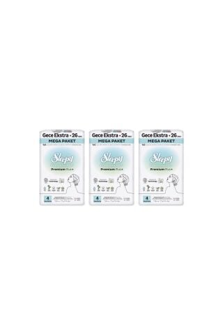 Sleepy Bio Natural Premium Plus Hijyenik Ped Mega Paket Gece Extra 26X3 Adet