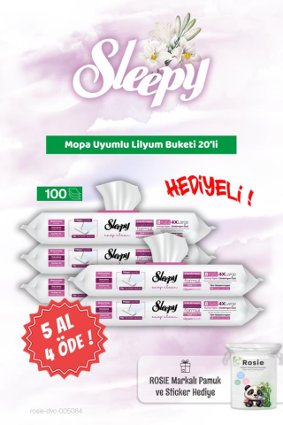 5 AL 4 ÖDE Sleepy Mopa Uyumlu Lilyum Buketi 20'li ve Rosie Bebek pamuğu