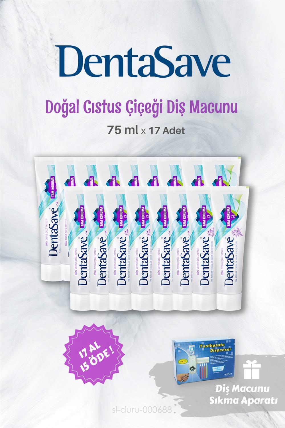 DentaSave Diş Macunu Tam Koruma  17 AL 15 ÖDE 75 ml ve Diş Macunu Sıkma Aparatı