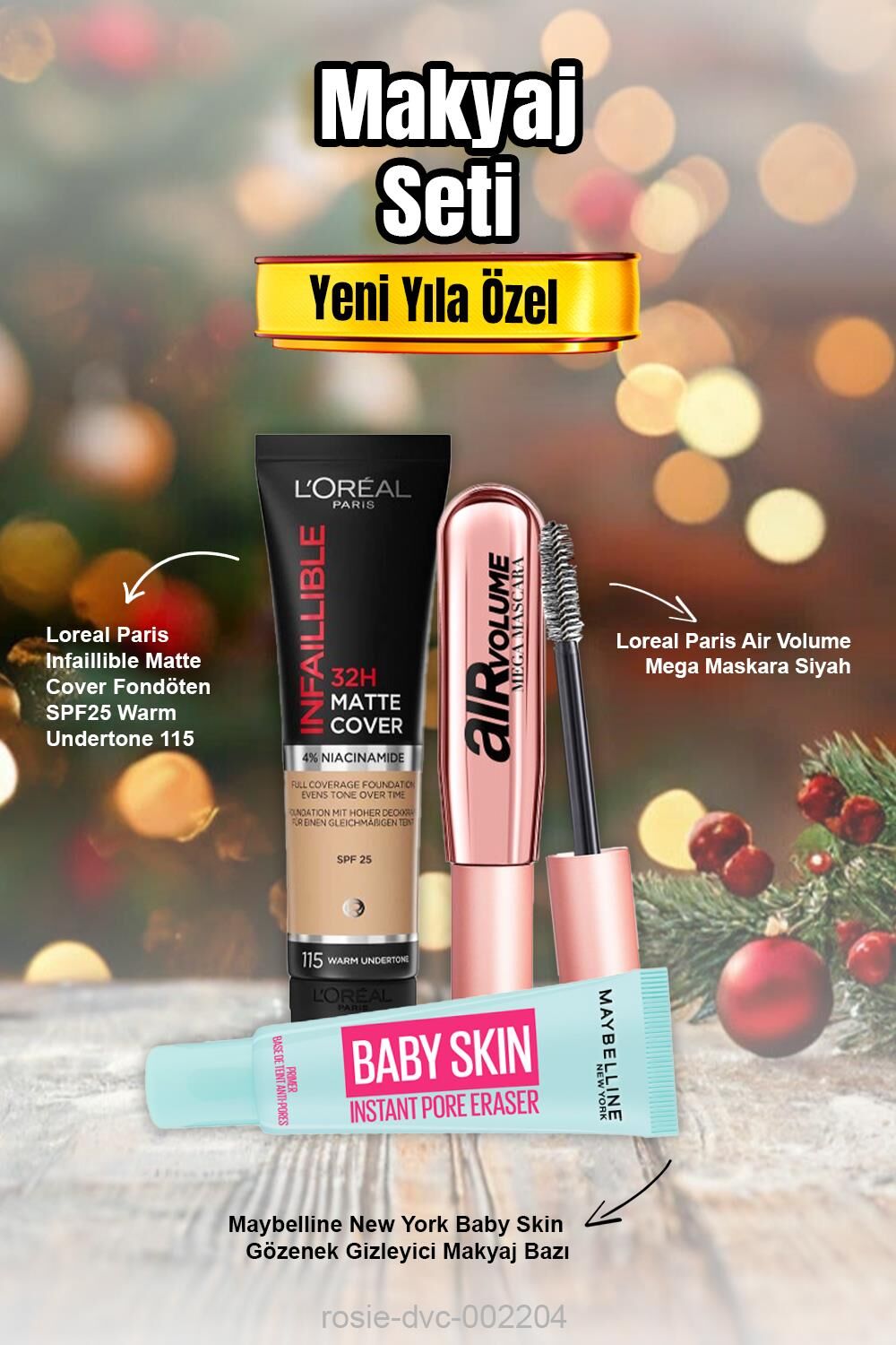 Loreal Infaillible Matte Cover Fondöten 115, Baby Skin Makyaj Bazı, Air Volume Mega Maskara