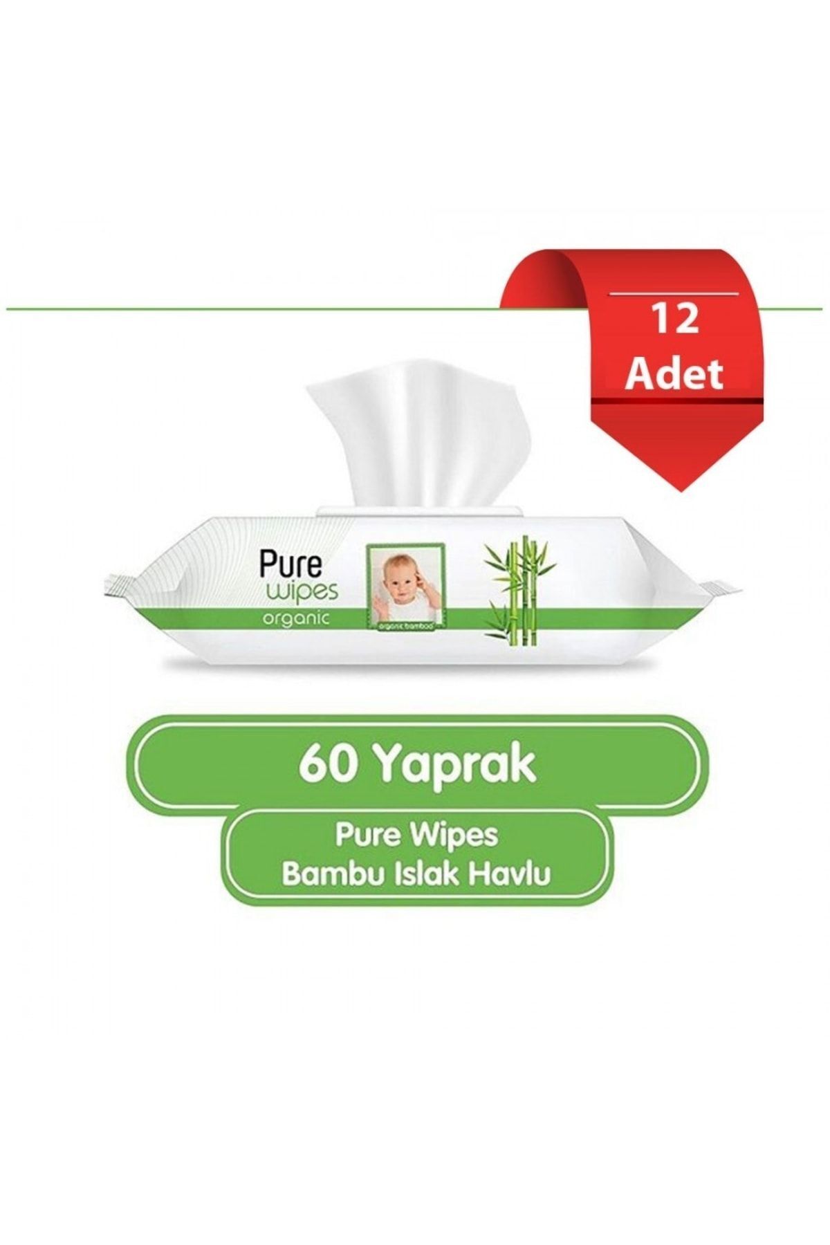 Pure Baby Organik Bambu Özlü Islak Havlu 12×60 (720 Yaprak)