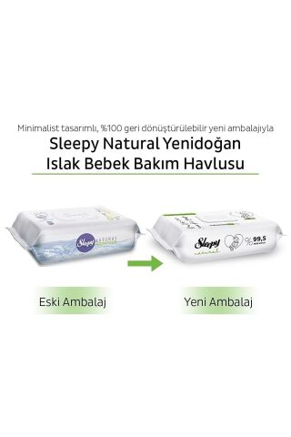 Sleepy Natural Yenidoğan Islak Bebek Havlusu 60'lı x 24 Adet