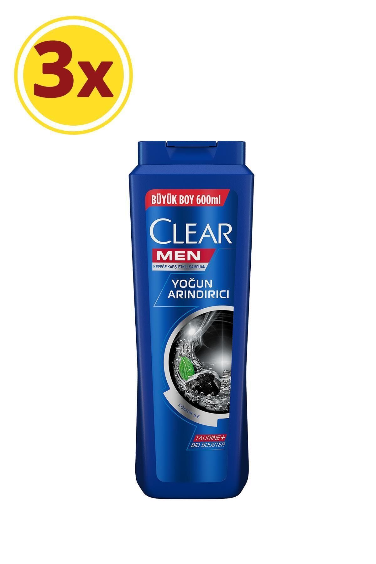 Clear Men Erkek Şampuan Yoğun Arındırıcı Kömür Özlü Kepeğe Karşı Etkili 600 ML x 3
