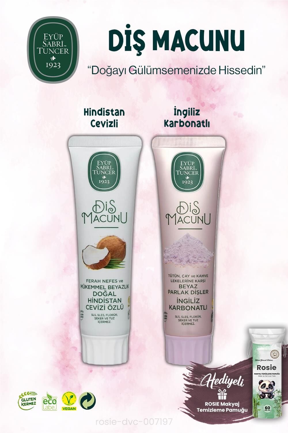 Diş Macunu 90 ml, İngiliz Karbonatı ve Hindistan Cevizi Özlü, ROSIE