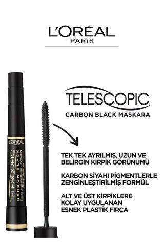 Loreal Paris Telescopic Carbon Black Maskara Siyah X 2
