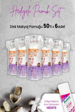 Lux Disk Makyaj Pamuğu 50'li x 6 Adet ve Hediyeli