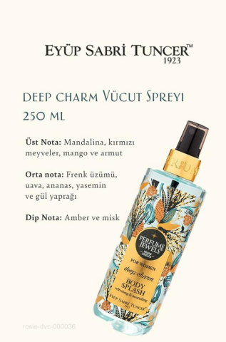 Vücut Spreyi Deep Charm, Frambuaz Tonik ve Şampuan, Krem Bodrum Mandalinası ve Rosie
