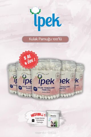 5 AL 4 ÖDE İpek Kulak Pamuğu 100'lü ve ROSIE Hediye