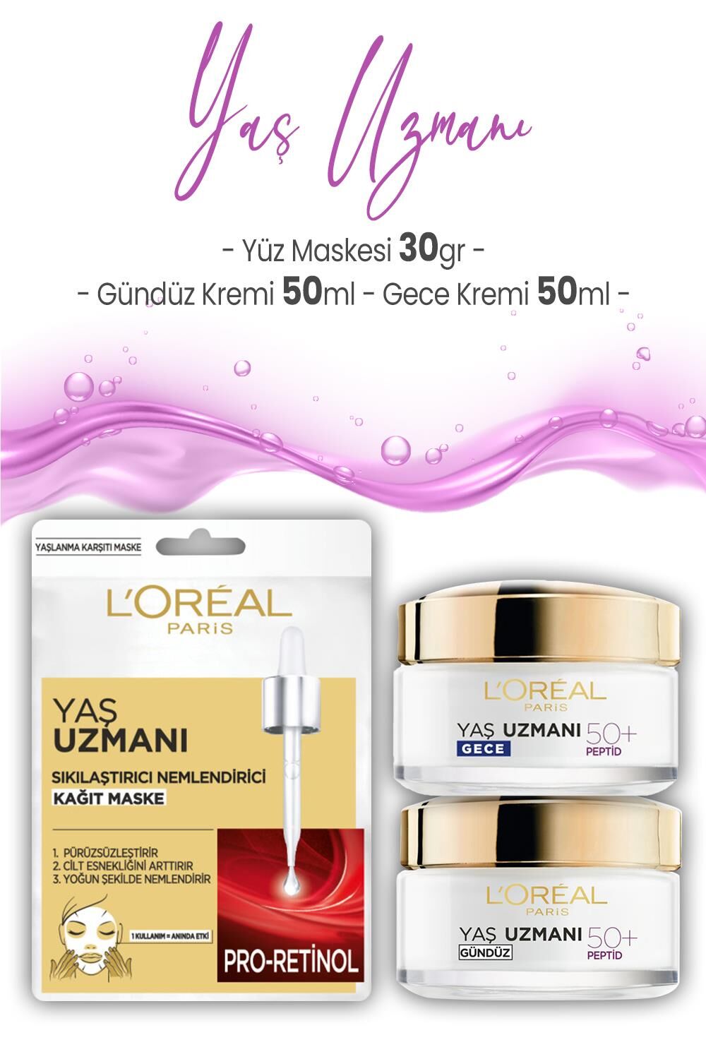 Loreal Paris Yaş Uzmanı Kırışıklık Karşıtı 50+ Peptidler Bakım Seti 3