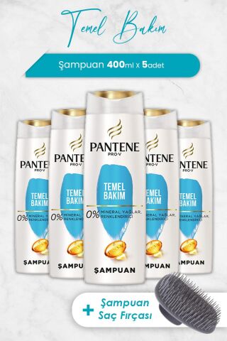 Pantene Pro-V Klasik Bakım Şampuanı 400 ML x 5 Adet ve Şampuan Fırçası