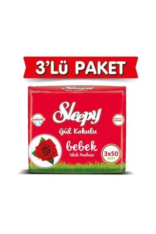 Sleepy Gül Kokulu Islak Bebek Havlusu 50 Yaprak x 3 Adet