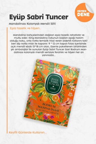 Eyüp Sabri Tuncer Bodrum Mandalinası Kolonyalı Mendil 50'li