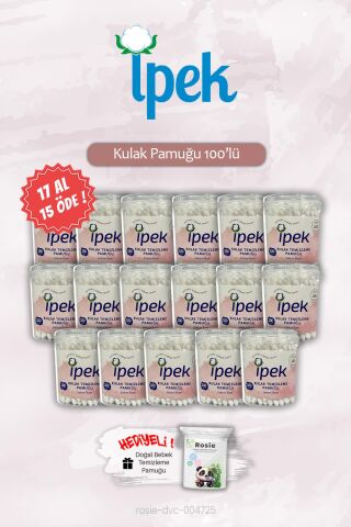 17 AL 15 ÖDE 100'lü İpek Kulak Pamuğu, ROSIE Hediye