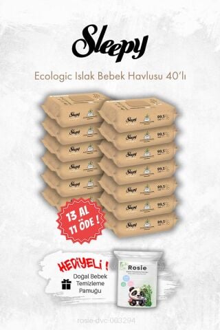 13 AL 11 ÖDE Ecologic Yenidoğan Islak Bebek Havlusu 40'lı ve ROSIE