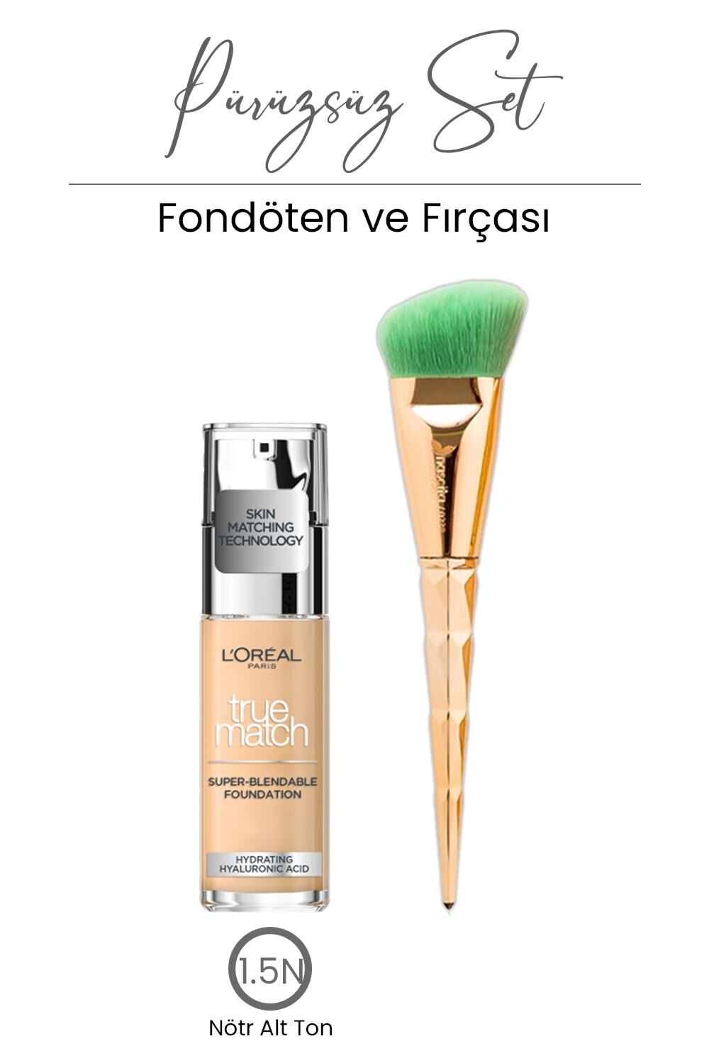 Loreal Paris True Match Fondöten 1.5N ve Fondöten Fırçası