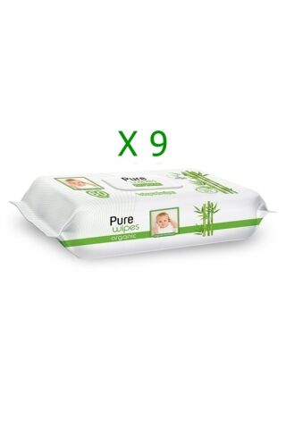 Pure Baby Organik Bambu Özlü Islak Havlu 60'lı X 9'lu