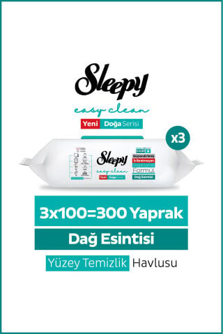 Sleepy Mountain Yüzey Temizlik Havlusu Mendili Dağ Esintisi 3x100 (300 Yaprak)