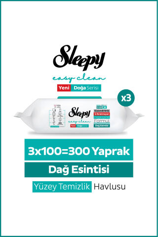 Sleepy Mountain Yüzey Temizlik Havlusu Mendili Dağ Esintisi 3x100 (300 Yaprak)
