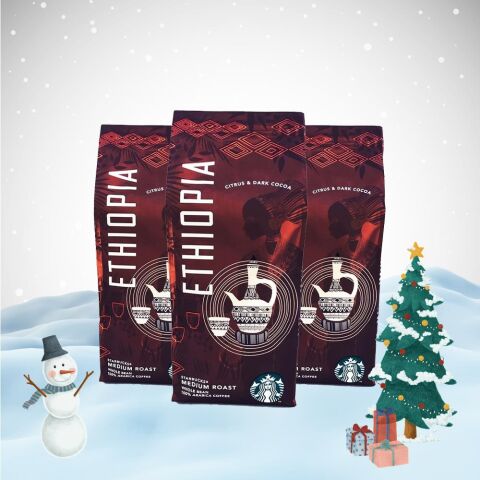 Starbucks Yılbaşı Paketi Ethiopia Arabica Çekirdek Kahve 250 Gr x 3