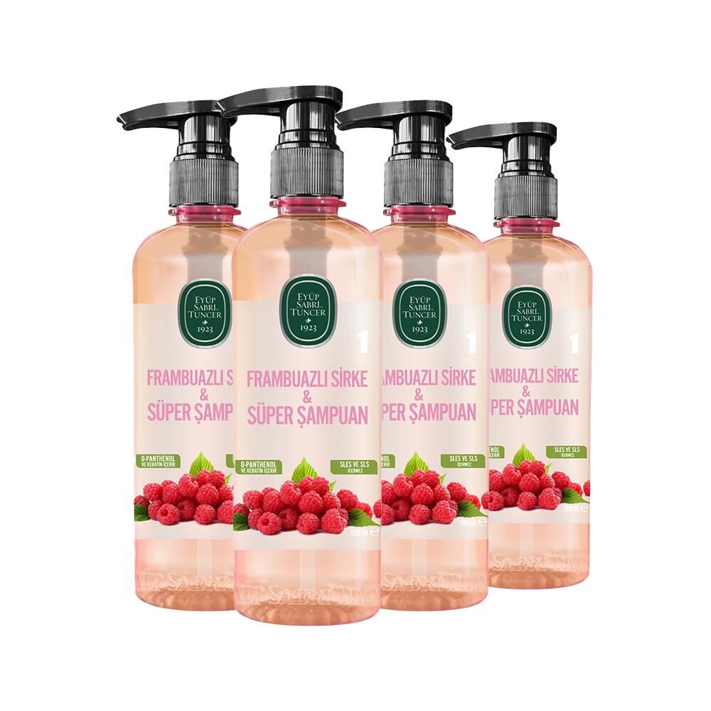 Eyüp Sabri Tuncer Frambuazlı Sirke & Süper Şampuan 500 ml x 4