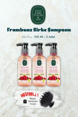 3 Adet Frambuaz Sirke Şampuan 100 ML ve Şampuan Fırçası Hediyeli