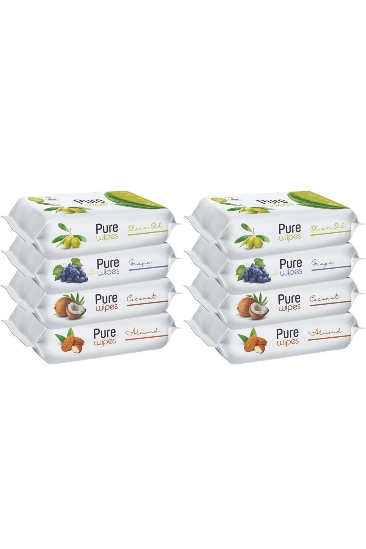 Pure Baby Wipes Meyveli Islak Havlu Mendil 50 Yaprak 8 Li Set (400 YAPRAK) (MEYVELİ)
