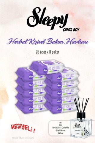 Sleepy Kişisel Bakım Havlusu 11 Paket, Herbal 25'li ve ROSIE Koku