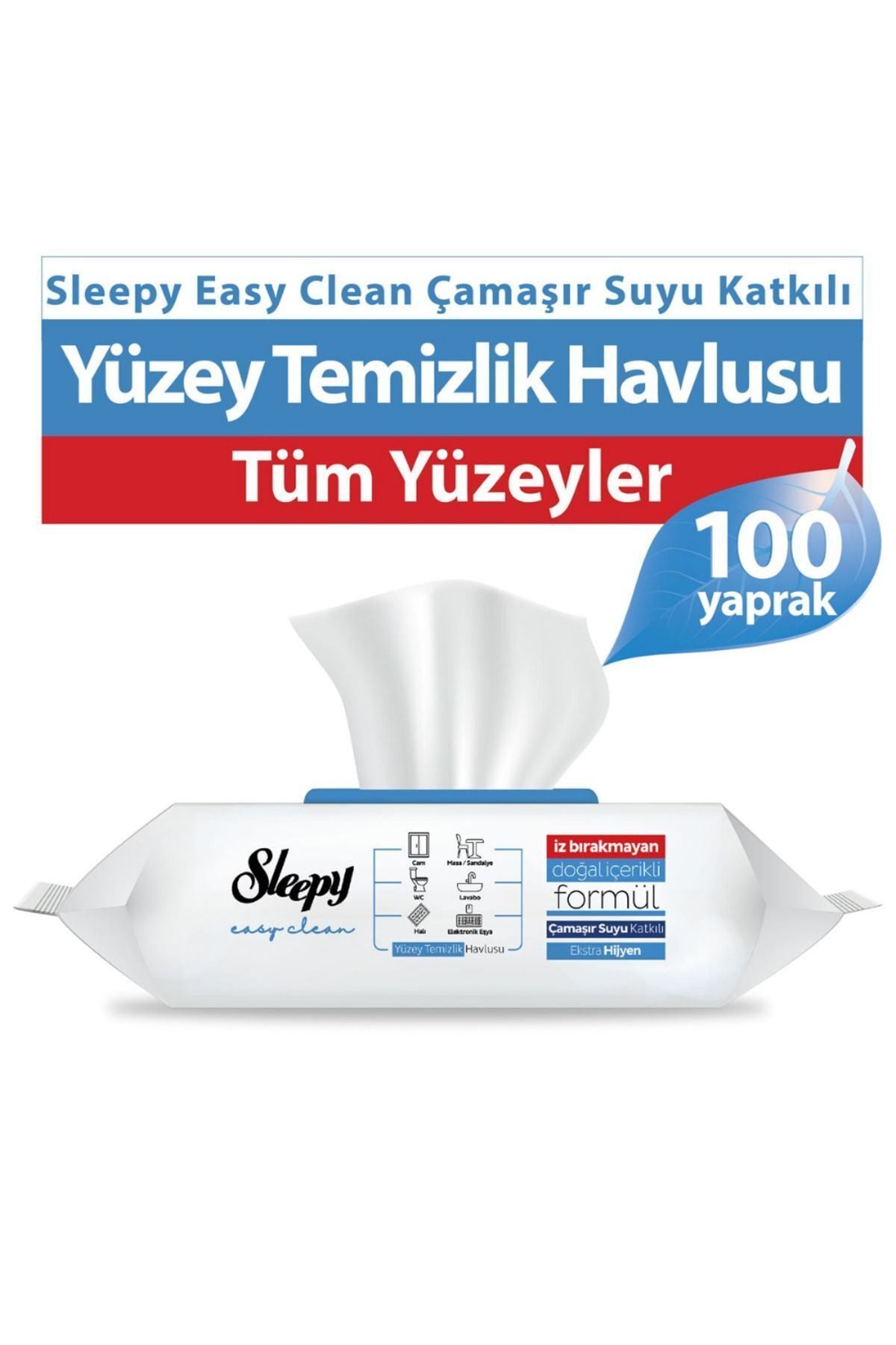 Sleepy Easy Clean Çamaşır Suyu Katkılı Yüzey Temizlik Havlusu 100'lü