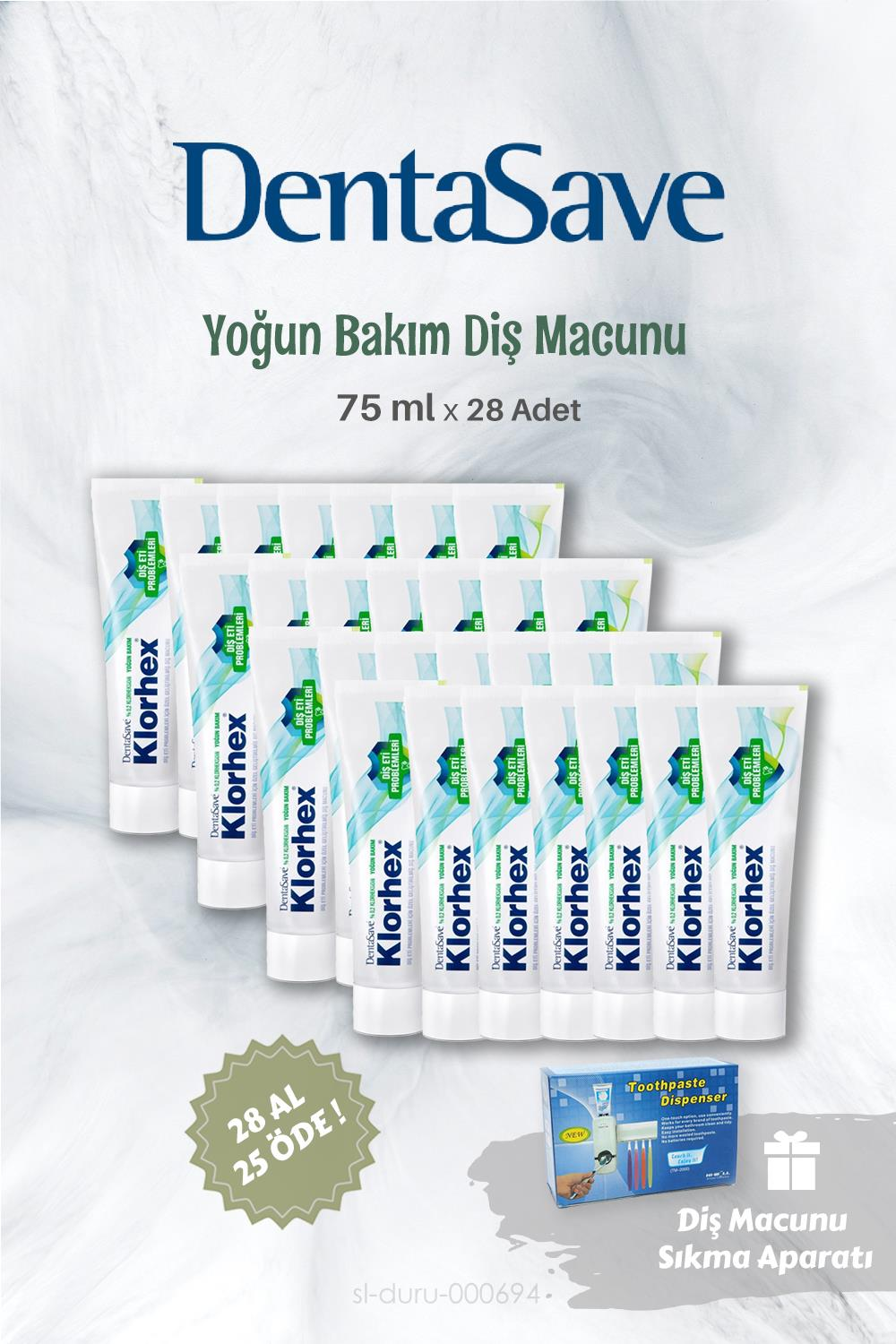 Dentasave Diş Macunu Yoğun Bakım 75 ml 28 AL 25 ÖDE ve Diş Macunu Sıkma Aparatı