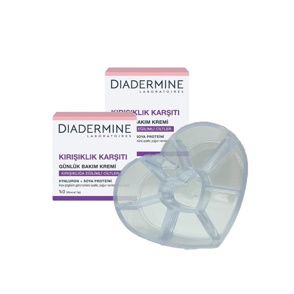 Diadermine Kırışıklık Karşıtı Günlük Bakım Kremi (Tüm Cilt Tipleri) 50 ml x 2 ve Diadermine Makyaj Düzenleyici Hediyeli