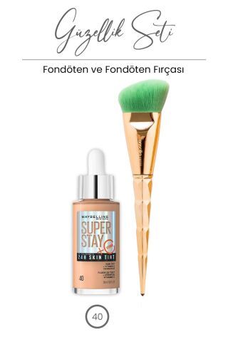 Maybelline Super Stay 24H Skin Tint Fondöten 30 ml - 40 ve Açılı Fondöten Fırçası