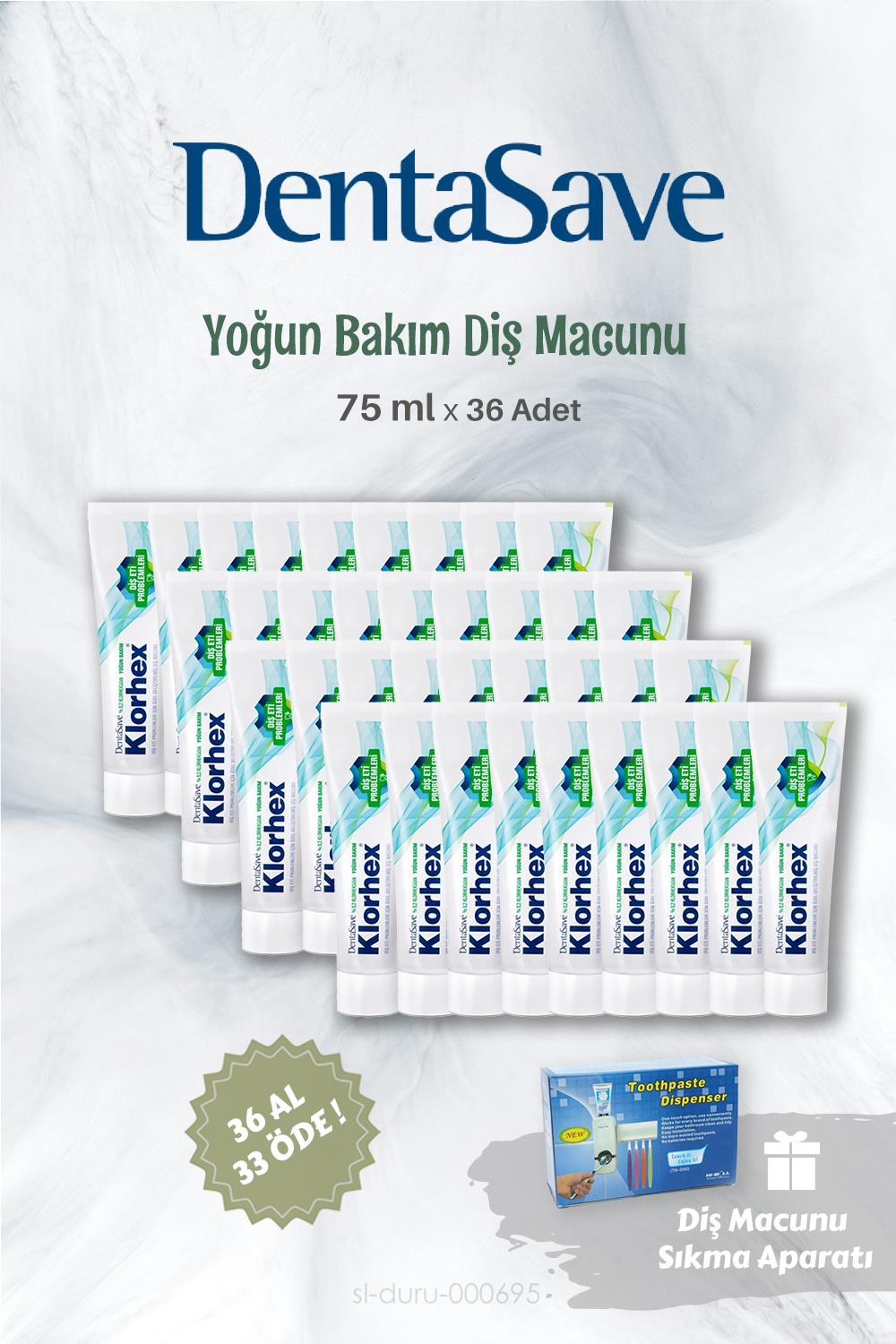 Dentasave Diş Macunu Yoğun Bakım 36 AL 33 ÖDE 75 ml ve Diş Macunu Sıkma Aparatı