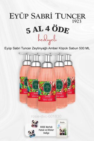 Eyüp Sabri Tuncer Zeytinyağlı Amber Köpük Sabun 500 ML 5 Al 4 Öde ve Rosie Pamuk