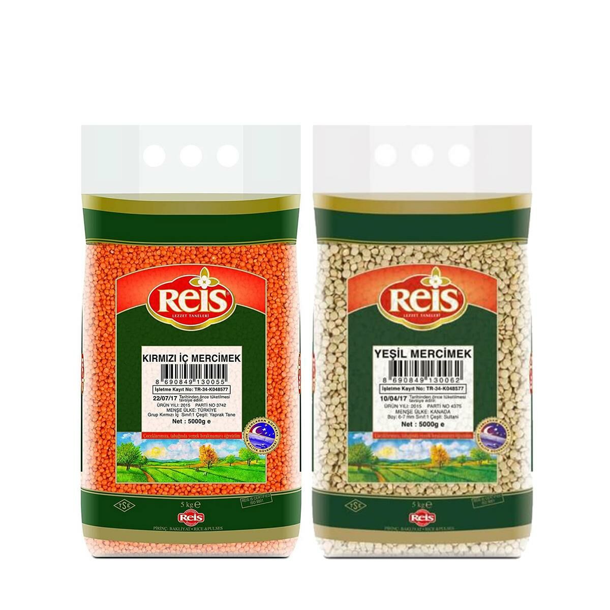 Reis Yeşil ve Kırmızı Mercimek 5 kg