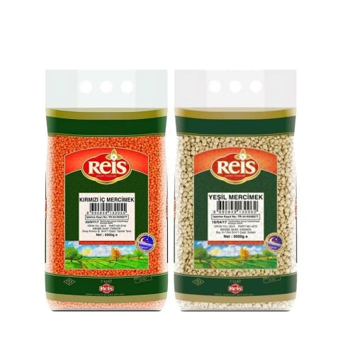 Reis Yeşil ve Kırmızı Mercimek 5 kg