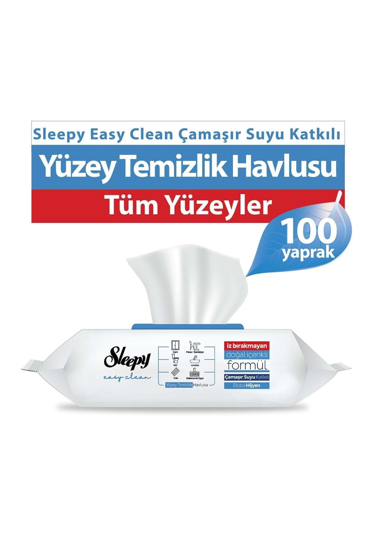Sleepy Yüzey Temizlik Havlusu 100 Yaprak Çamaşır suyu katkılı