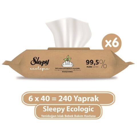 Sleepy Ecologic Yenidoğan Islak Bebek Bakım Havlusu 6X40 (240 Yaprak)