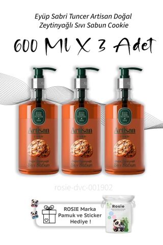 Eyüp Sabri Tuncer Artisan Doğal Zeytinyağlı Sıvı Sabun Cookie 600 ml  X3