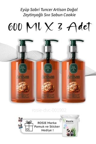 Eyüp Sabri Tuncer Artisan Doğal Zeytinyağlı Sıvı Sabun Cookie 600 ml  X3