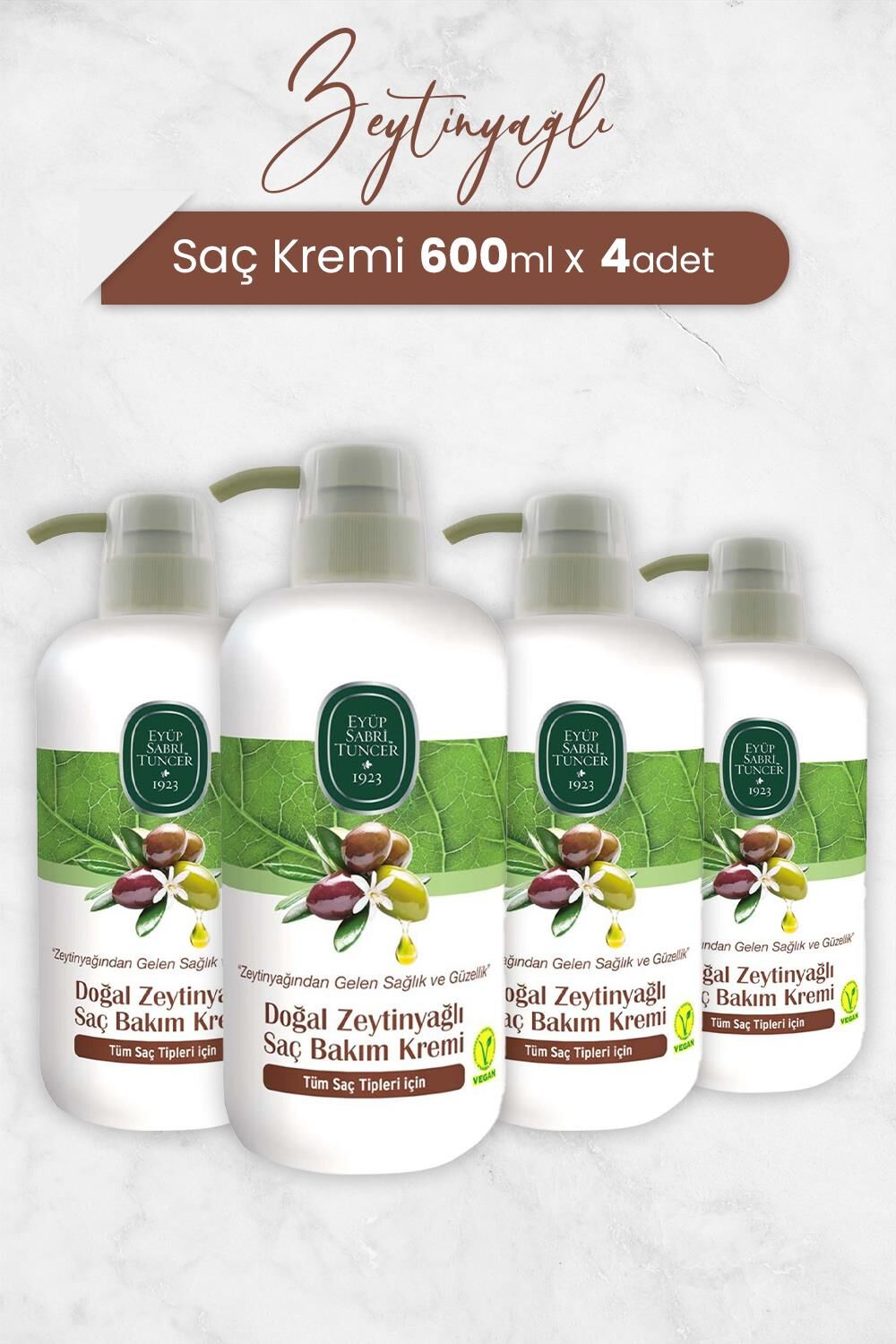 Eyüp Sabri Tuncer Doğal Zeytinyağlı Saç Kremi 600 ml x 4 Adet