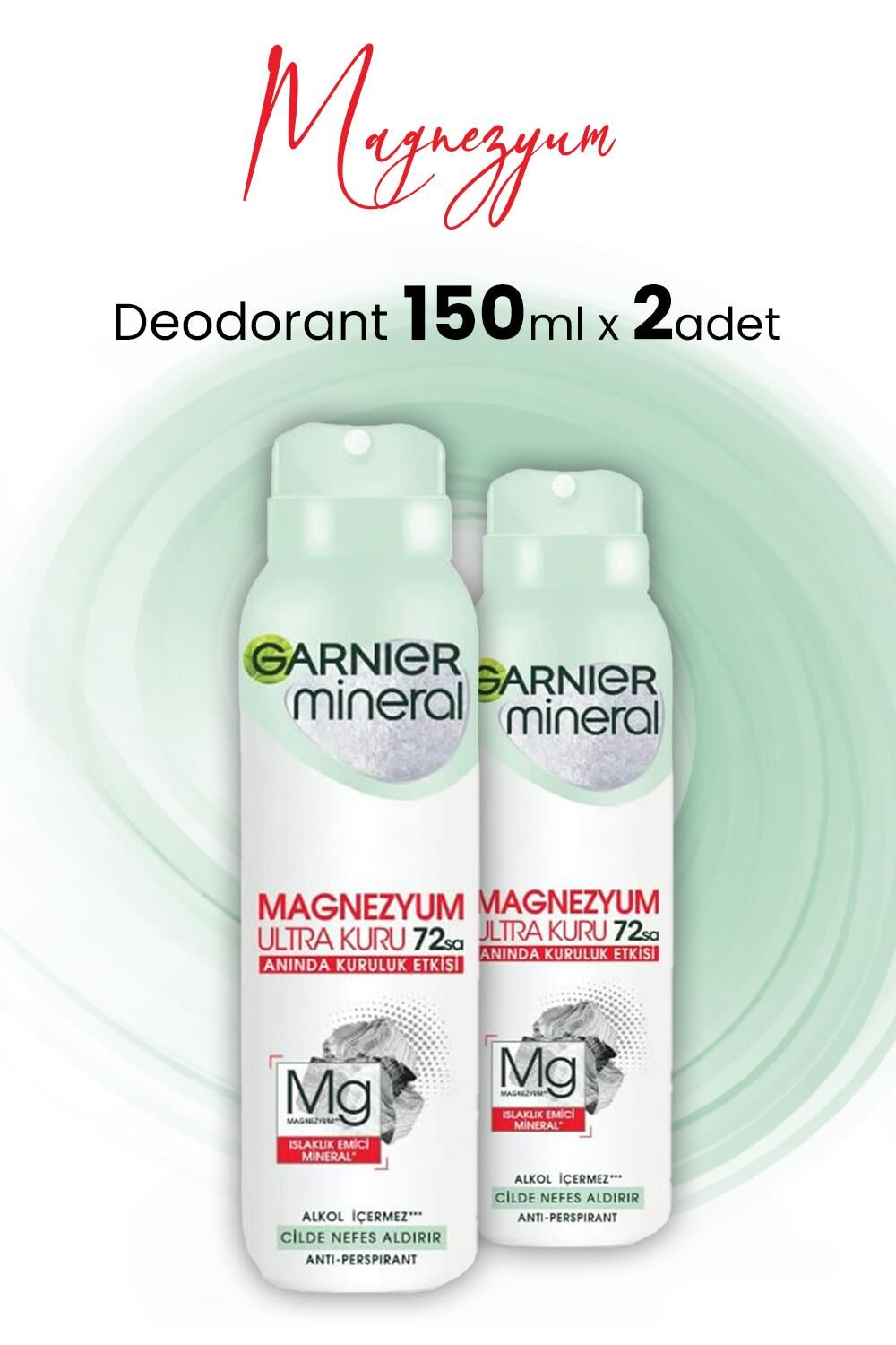 Garnier Magnezyum Ultra Kuru 72H Deodorant Sprey 150 ml x 2 Adet