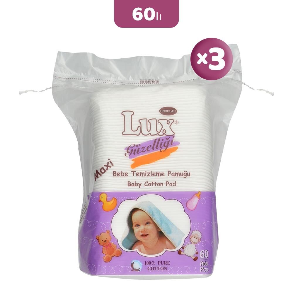 Lux Kare Bebe Temizleme Pamuğu 60' lı x 3