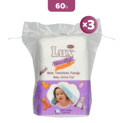 Lux Kare Bebe Temizleme Pamuğu 60' lı x 3