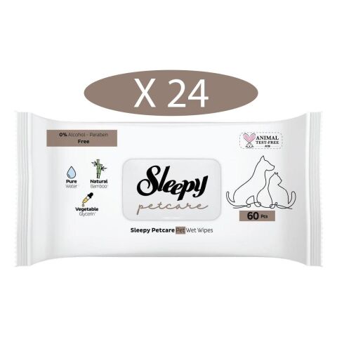 Sleepy Petcare Evcil Hayvan Islak Havlusu 60Lı X 24 Adet (1440 Yaprak)